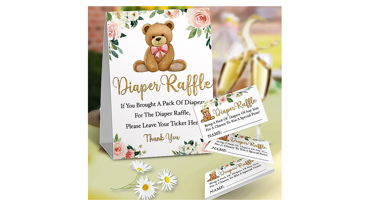 Pink Floral Baby Shower Raffle Cards - Fun Game Kit