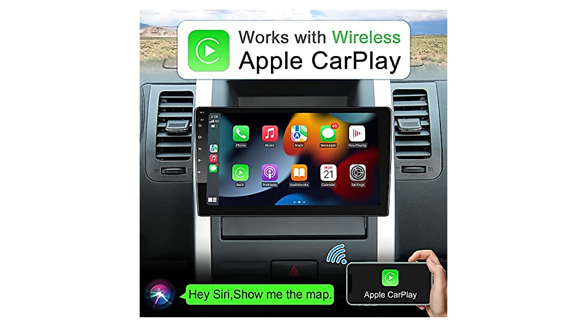 10 Inch Double Din Car Stereo with Wireless CarPlay & Android Auto