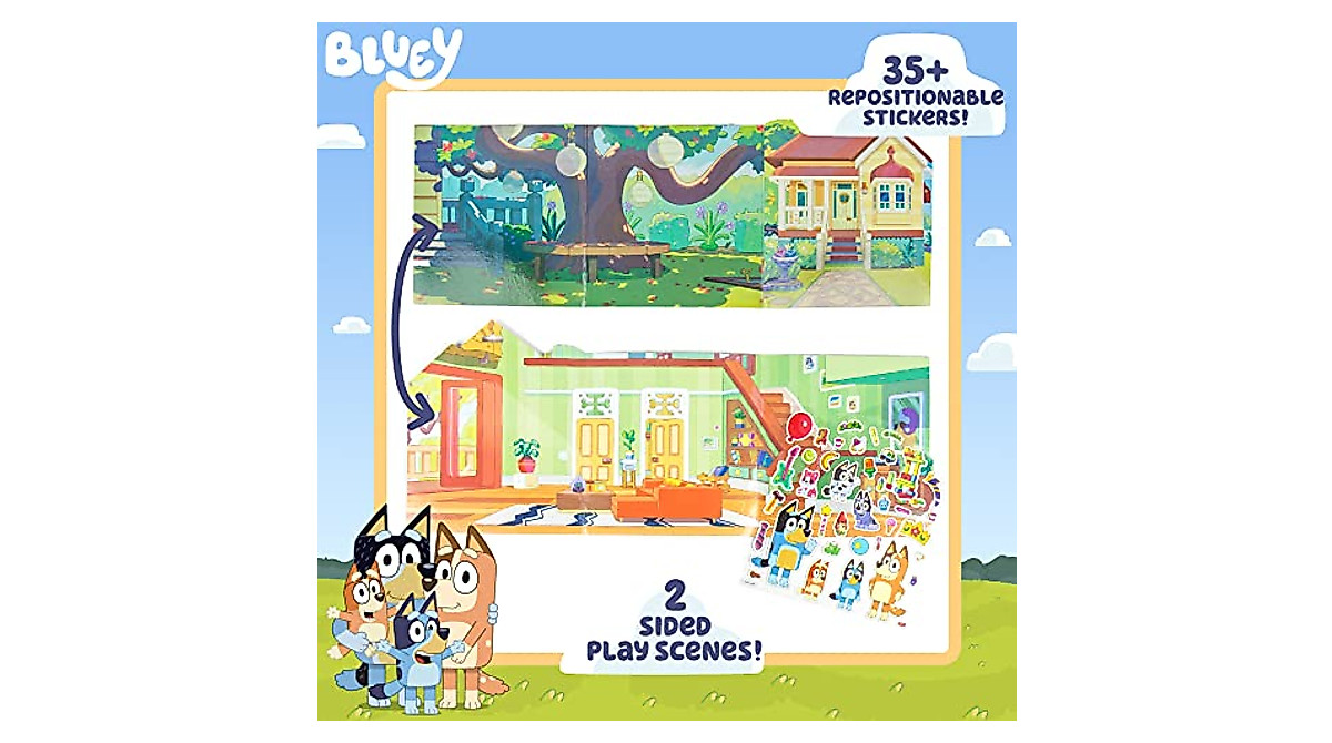 Bluey Sticker Playset - Reusable Stickers & Double-Sided Scenes