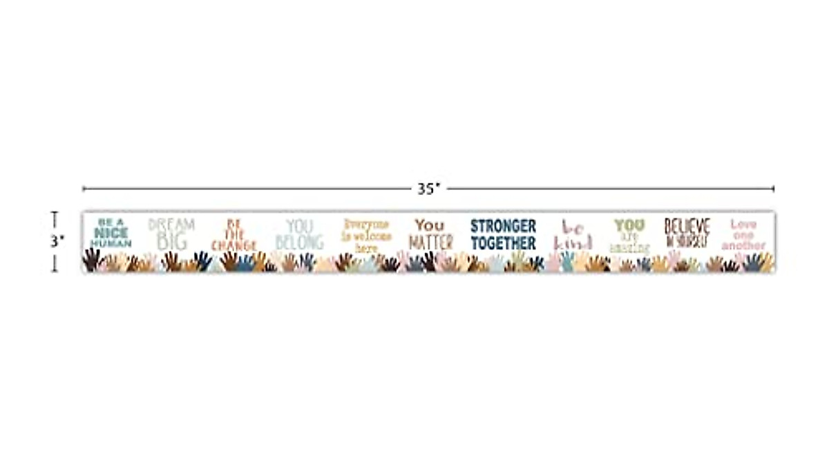 Everyone Is Welcome Hearts Straight Border Trim – 12 Pieces, 3 X 35 Inches Each (35 Feet Total), Colorful Classroom Decoration