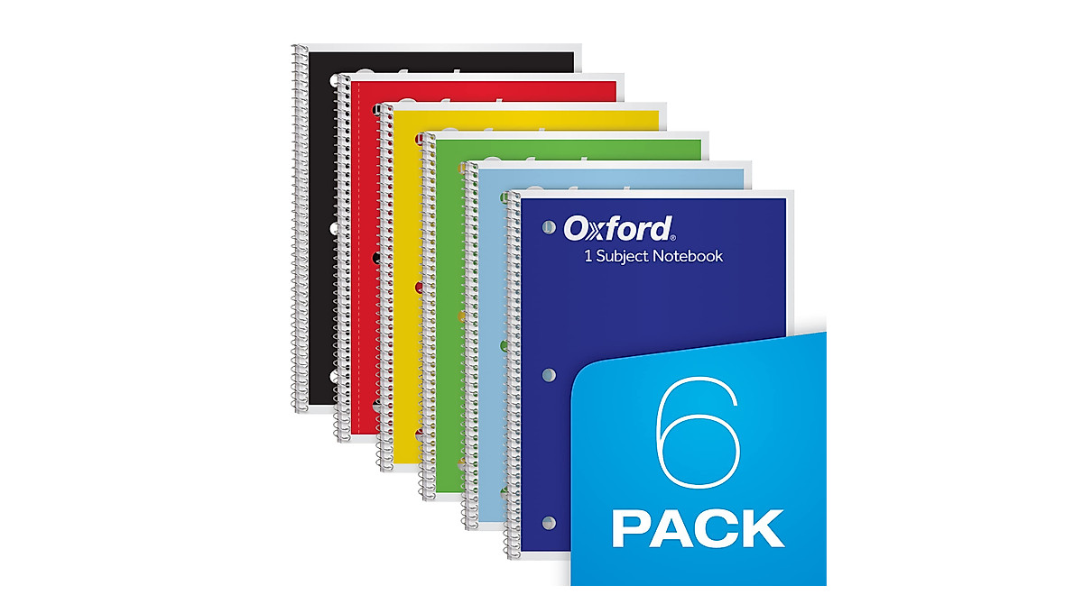 Oxford Spiral Notebook 6 Pack - Color-Coded Notes & Durable Design