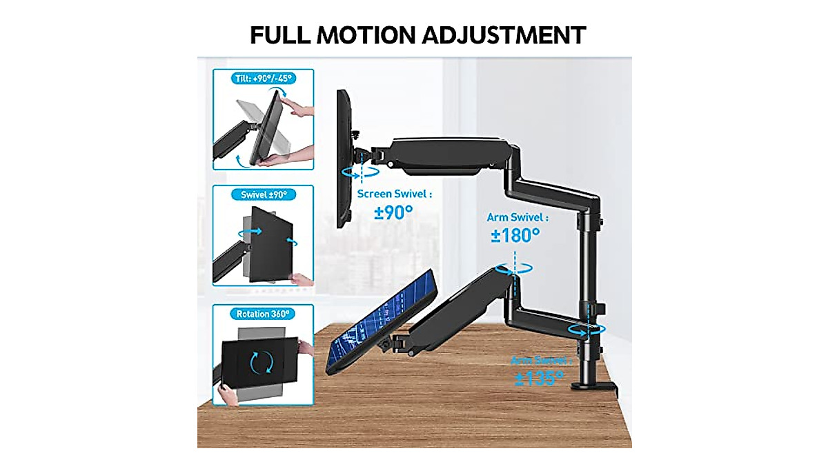 MOUNTUP Dual Monitor Mount - Ergonomic Dual Screen Arm for 32-inch Monitors