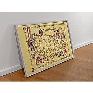 Native American Tribes Map Wall Art - Cultural History Poster 18x12