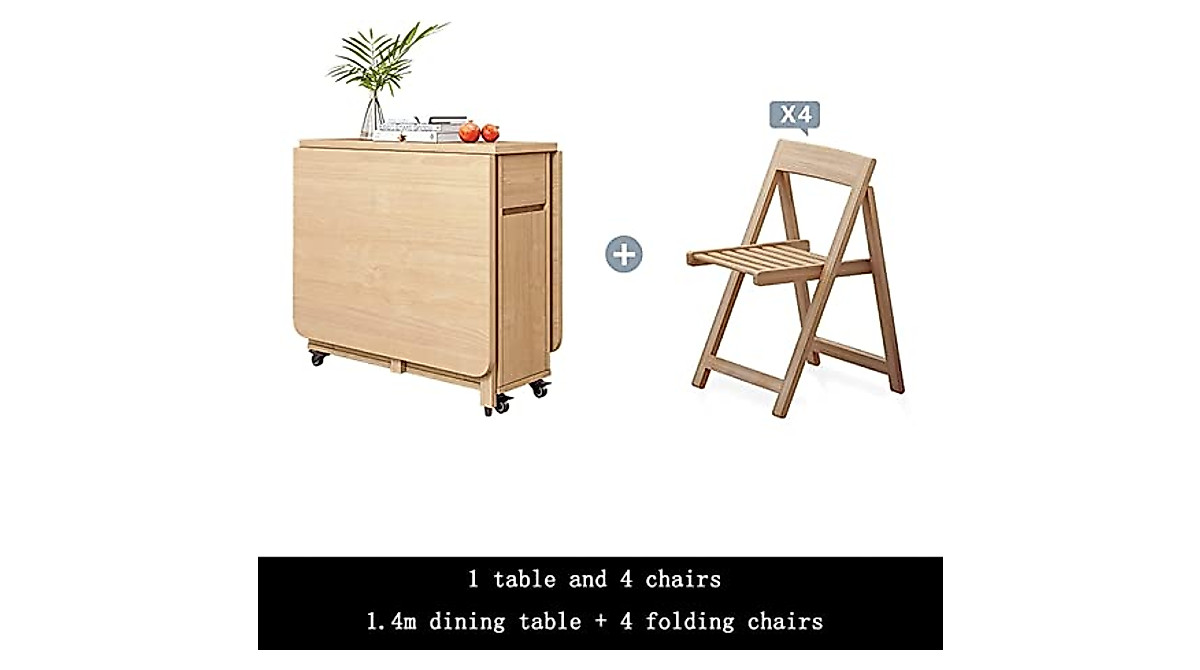 Juan Extendable Wooden Folding Dining Table Set - Space-Saving Design