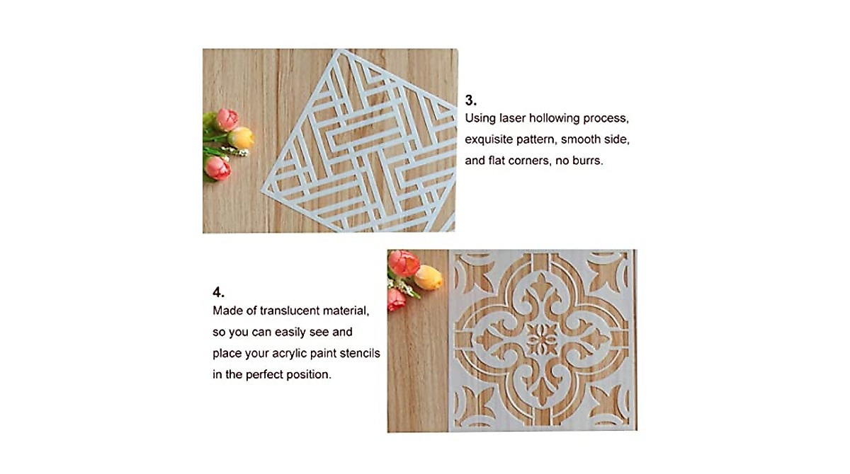 12x12 Reusable Painting Stencils for Walls, Floors & Furniture