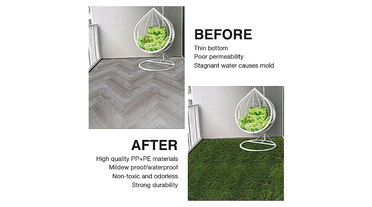 XLX TURF Artificial Grass Tiles - 6 Piece Set