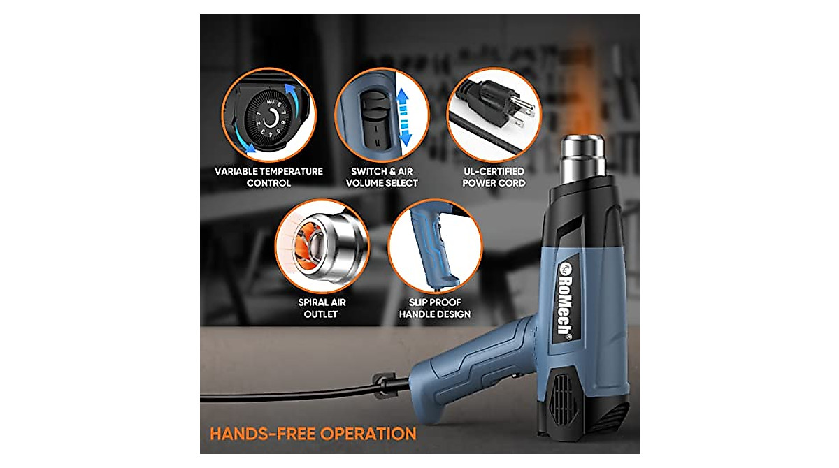 ROMECH 1500W Heat Gun with Variable Temp Control