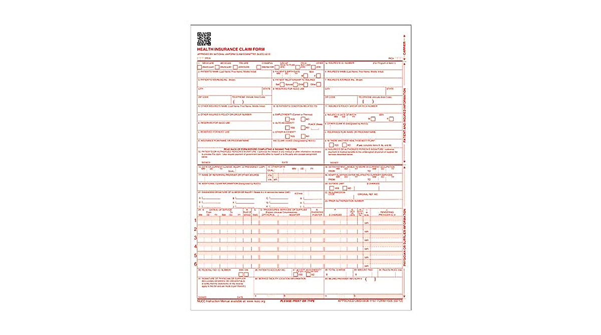 TOPS CMS-1500 Insurance Claim Forms for Laser Printers | 250 Sheets