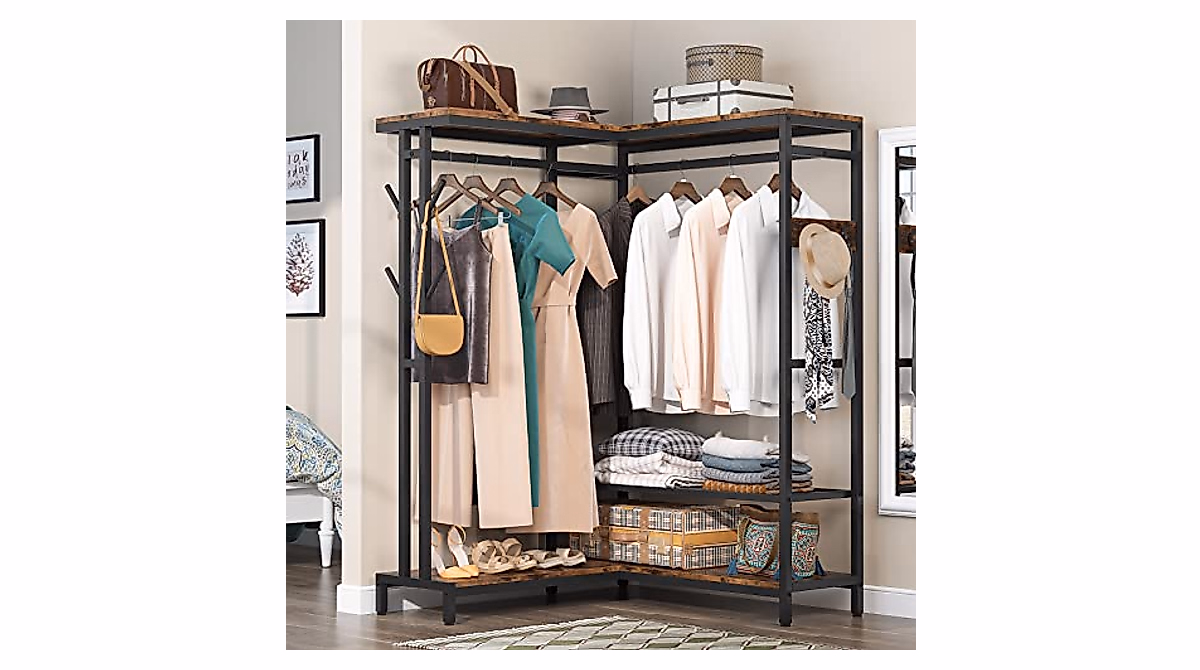 Tribesigns Corner Clothes Rack - Stylish L Shape Garment Organizer