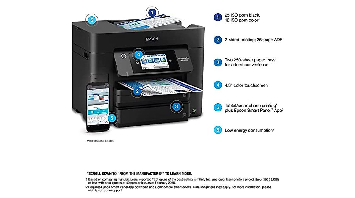 Epson Workforce Pro WF-4833 Printer - All-in-One, Wireless, Fast