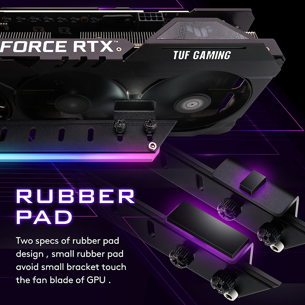 thumbnail image 2 of Vetroo RGB GPU Support Bracket – Video Card Sag Holder Holster With RGB Lighting 2 of 3