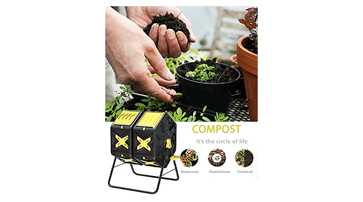 Dual Chamber Compost Tumbler - Fast & Easy Composting