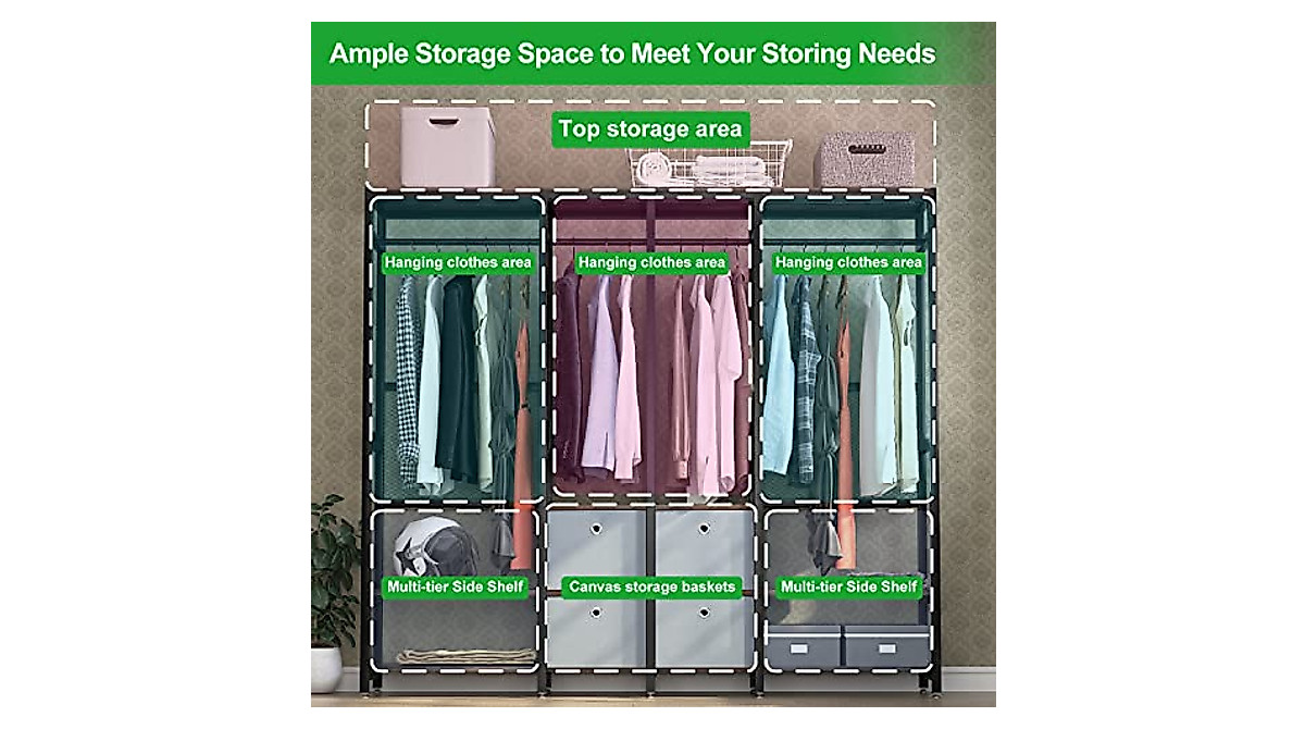 Tribesigns Heavy Duty Closet Organizer - Large Metal Rack with Shelves ...