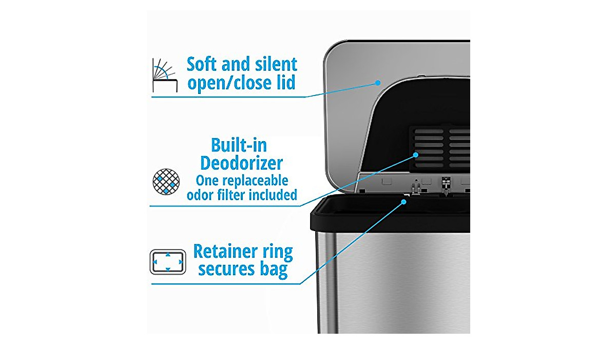 iTouchless AutoStep 13 Gallon Touchless Trash Can - Odor Control