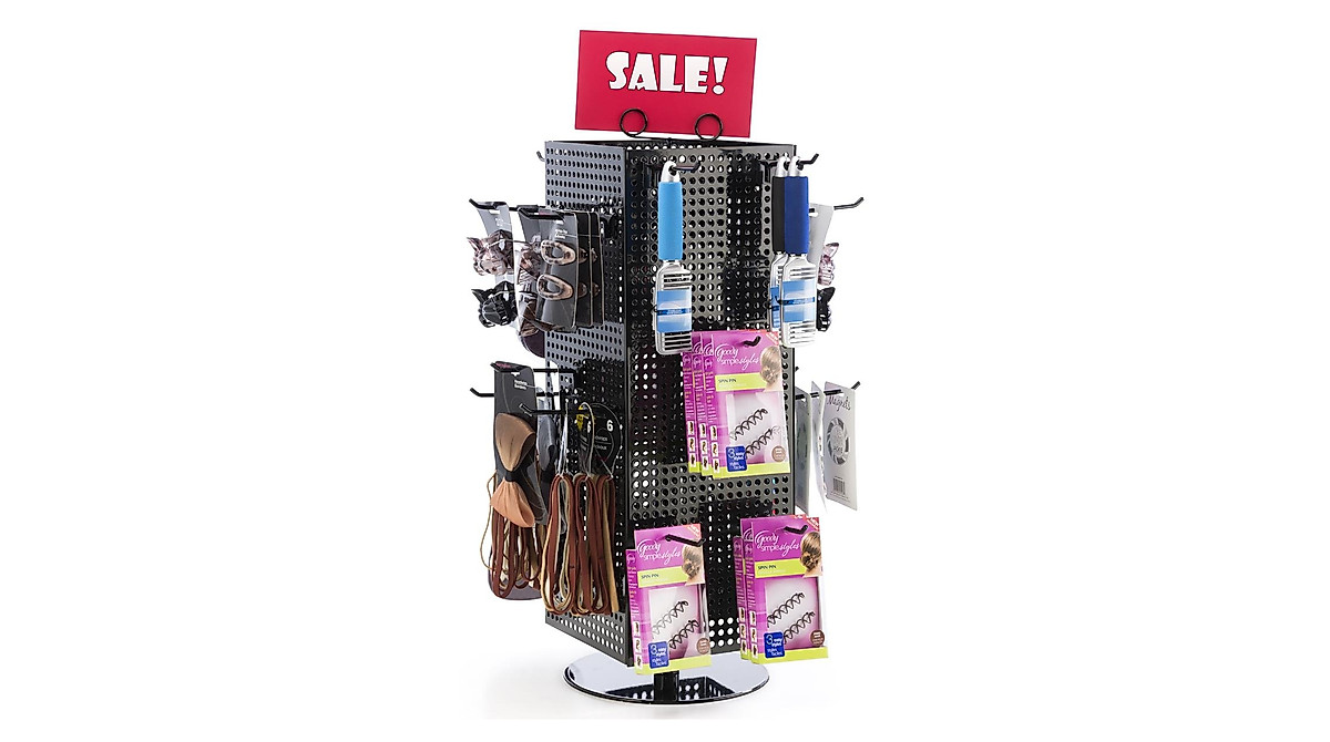 Displays2go Magnetic Counter Pegboard Spinner Rack - 28 Inch Black Steel