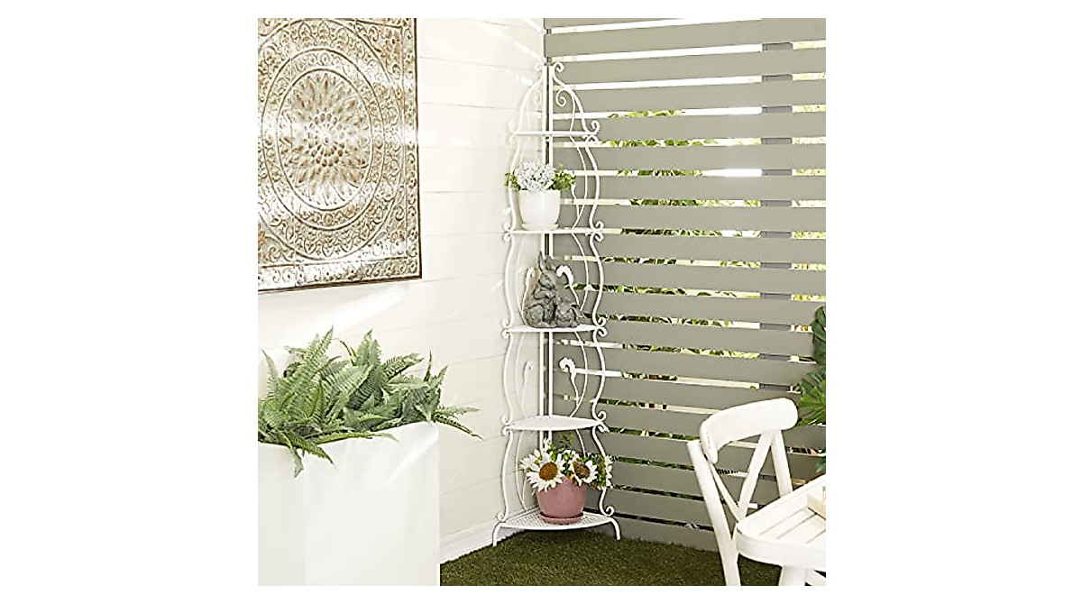 Deco 79 White Folding Bakers Rack - Stylish & Versatile