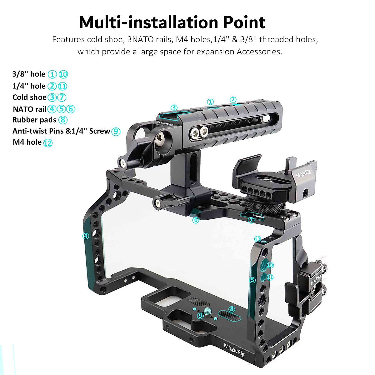MAGICRIG Full Cage Kit for BMPCC 4K/6K – Secure, Versatile Camera Accessory