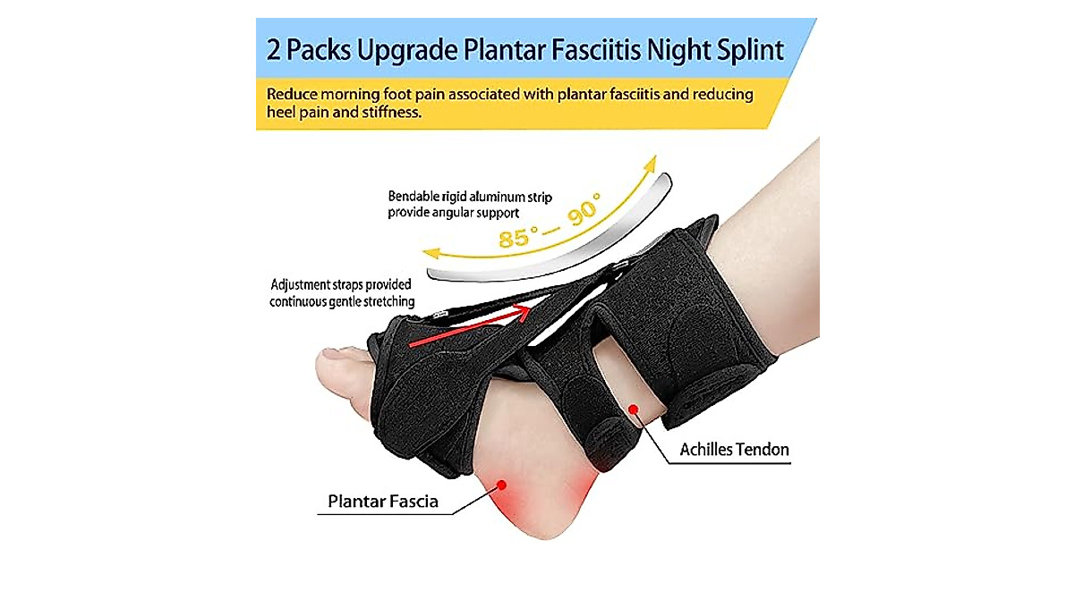 2 Pack Plantar Fasciitis Night Splint for Foot Pain Relief