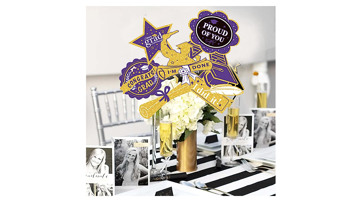 Purple Gold Graduation Decorations for Class of 2024