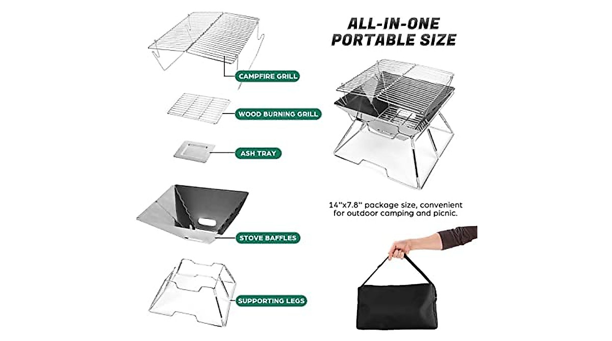 Portable Folding Charcoal BBQ Grill - Durable Stainless Steel Design