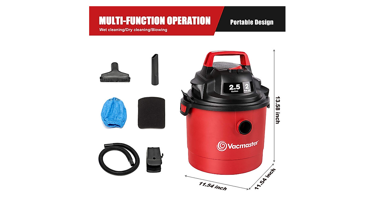 Vacmaster 2.5 Gallon Wet Dry Vacuum - Compact & Powerful