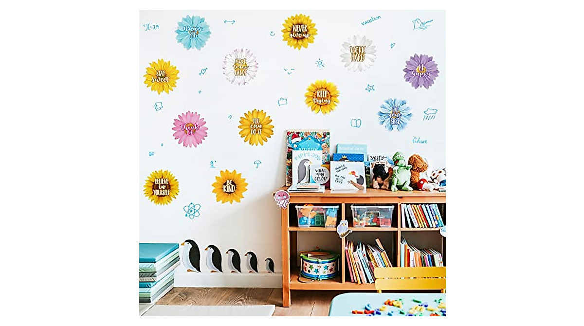 Colorful 36-Piece Sun Flower Cutouts for Classroom Decor