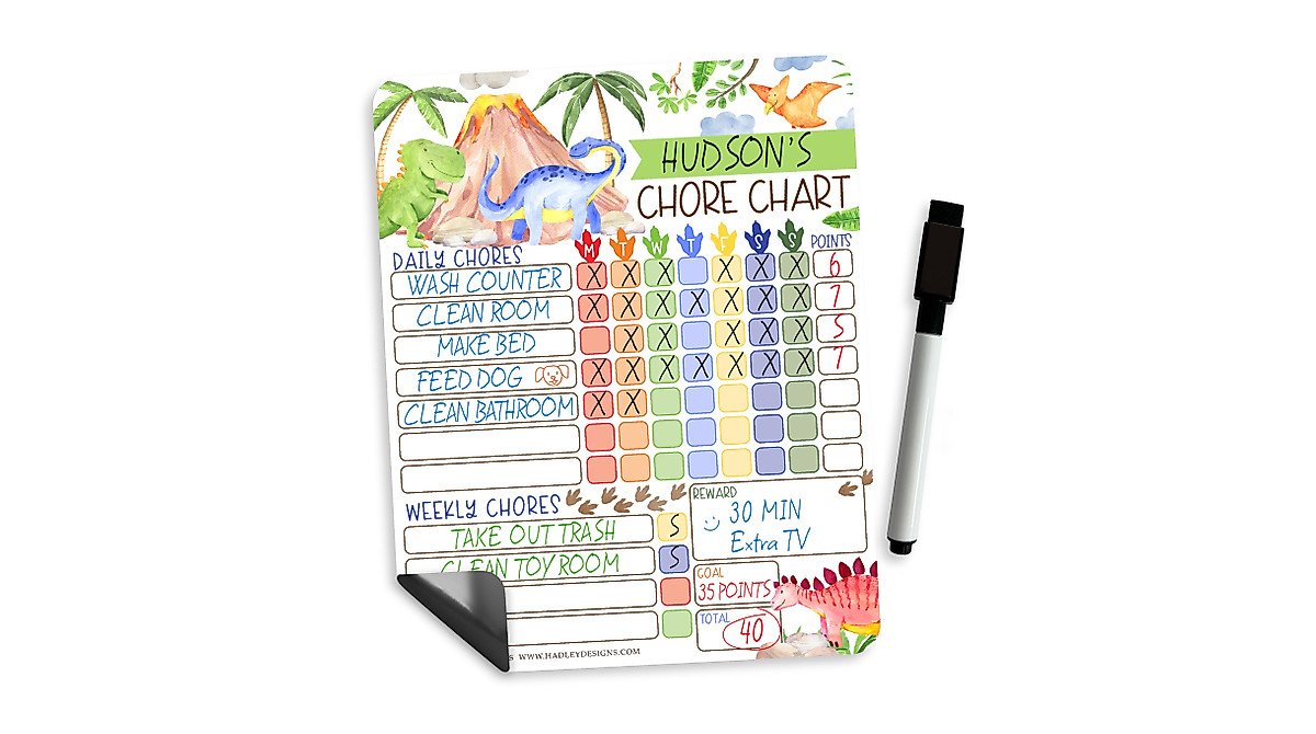 Dinosaur Kids Chore Chart - Magnetic Reward System for Kids