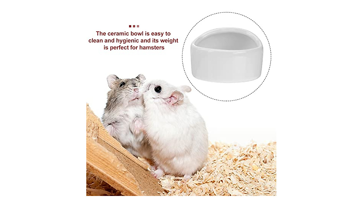 POPETPOP Ceramic Hamster Feeding Bowls - Safe Small Animal Food Dish