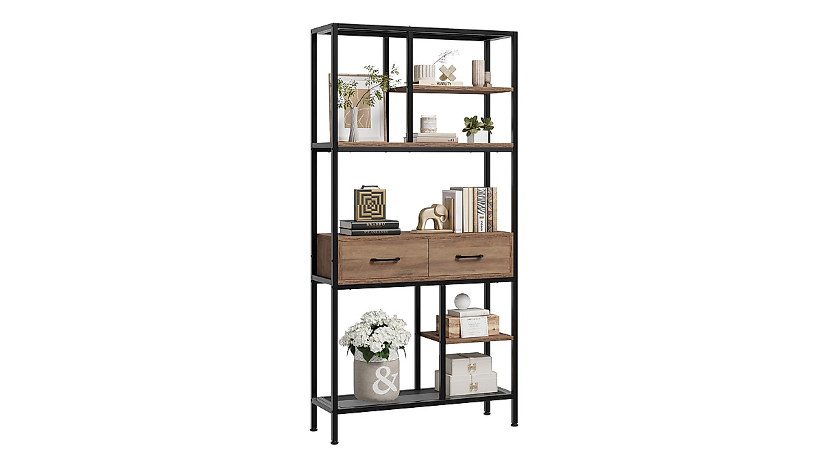 BOTLOG Tall Bookcase with Storage - Industrial 6-Tier Bookshelf