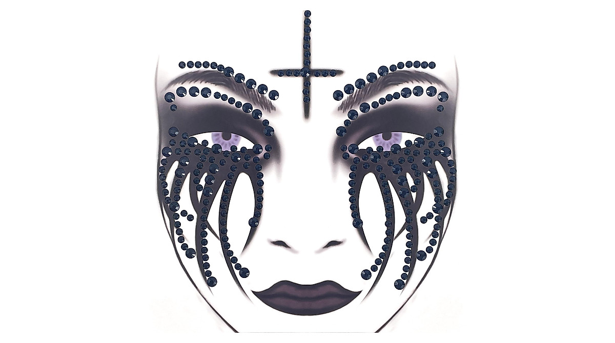 2 Pack Day Of The Dead Skull Rhinestone Face Tattoos for Halloween ...