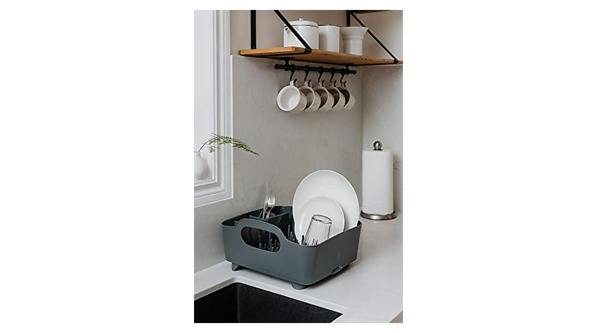Umbra Tub Dish Drying Rack - Portable Self-Draining Kitchen Organizer