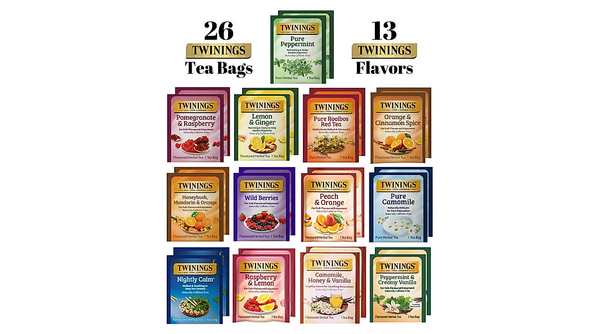 Twinings Herbal Tea Variety Pack - 26 Decaf Tea Bags