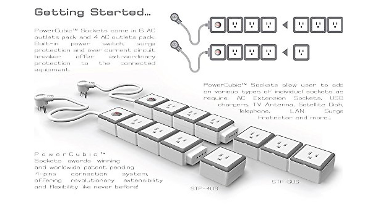 OneAdaptr Stack 6 AC Outlet Surge Protector - Powerful & Versatile