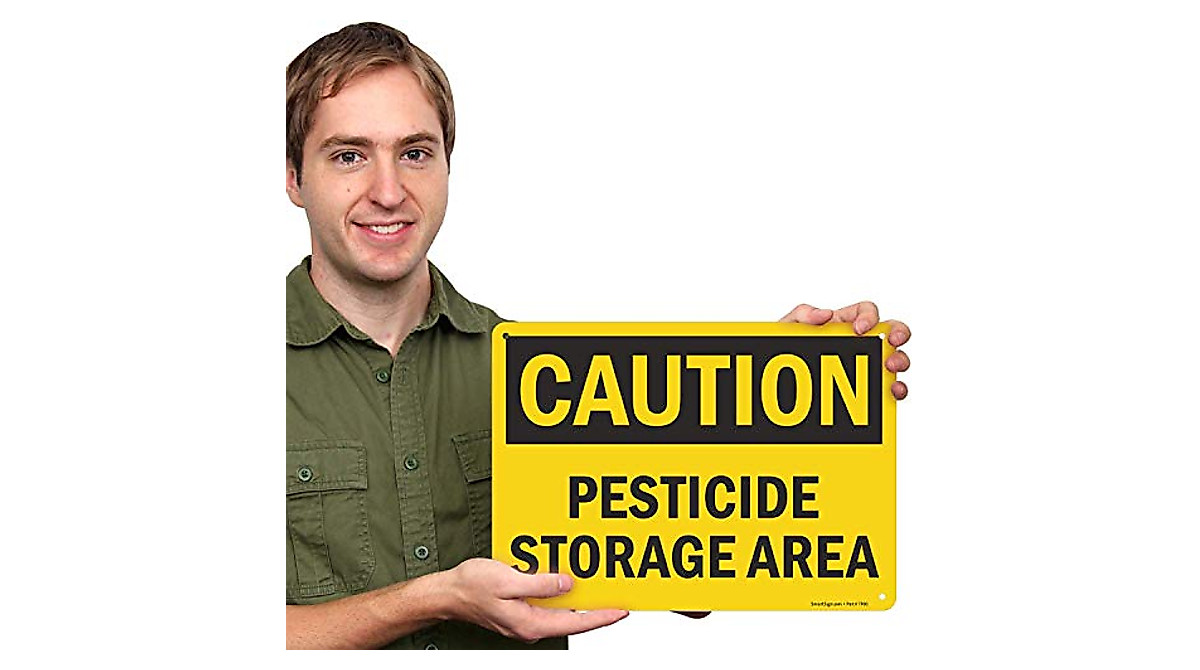 Caution Pesticide Storage Sign - Durable & Easy to Install