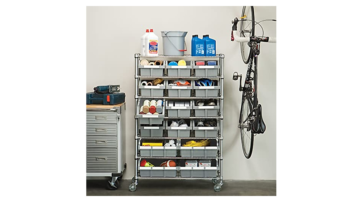 Seville Classics 16-Bin Steel Wire Shelving System