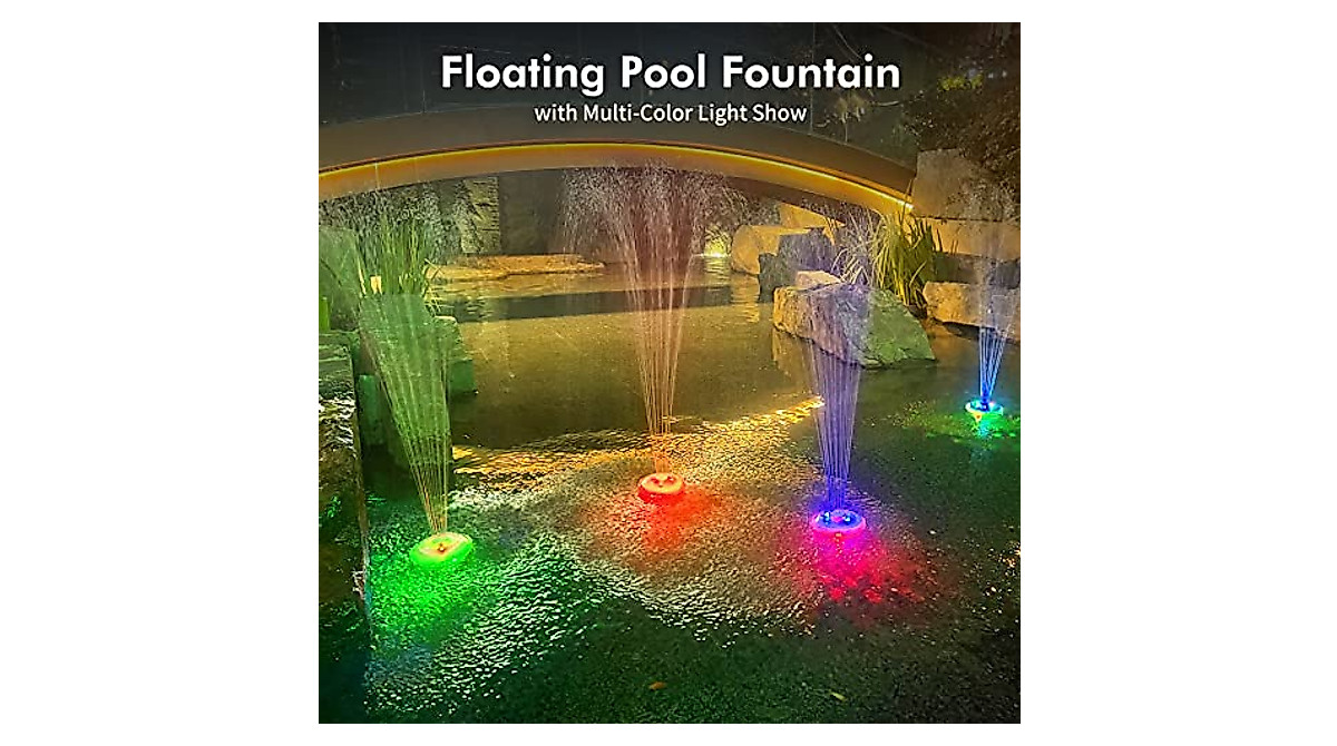 Floating Pool Fountain with Lights & Waterfall | KingSom Battery ...