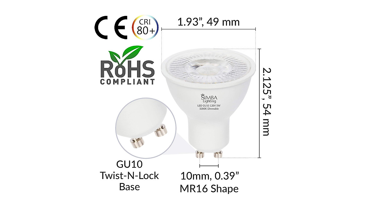 Simba Lighting GU10 LED Bulb 5W Dimmable - 6 Pack