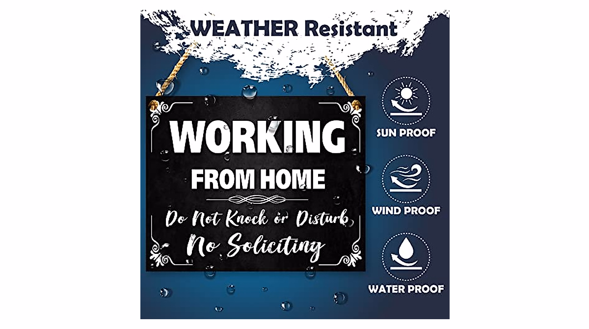 Working from Home Sign - Durable 10x8 Black Dibond Door Sign