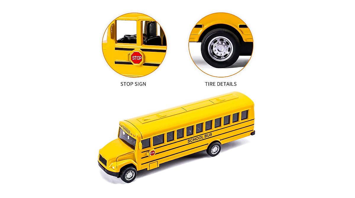 DUNRIOG TOYS 5.5'' Pull Back School Bus for Kids