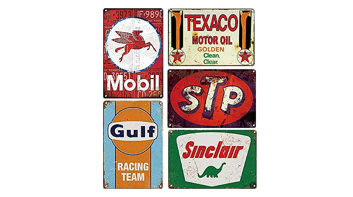 Retro Metal Tin Signs for Garage & Man Cave Decor | 5 Pcs
