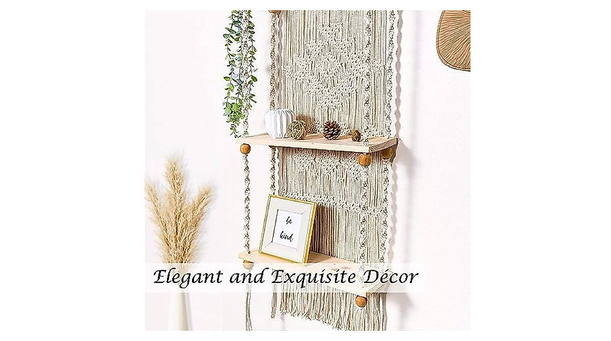 Induslyfe Macrame Wall Hanging Shelf - Boho Decor