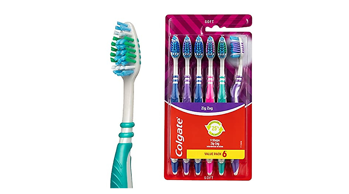 Colgate ZigZag Soft Toothbrush 6pk | Gentle, Effective Cleaning