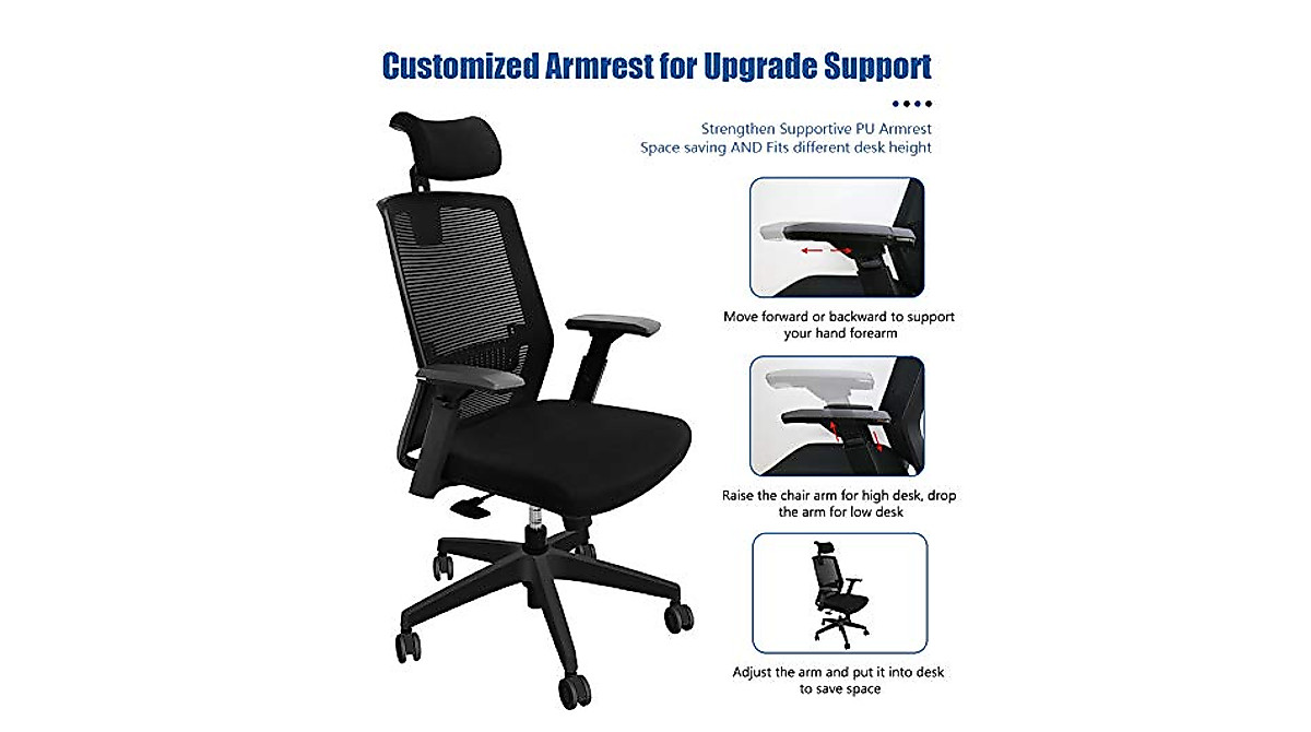 Ergonomic Office Chair with Adjustable Headrest & Lumbar Support