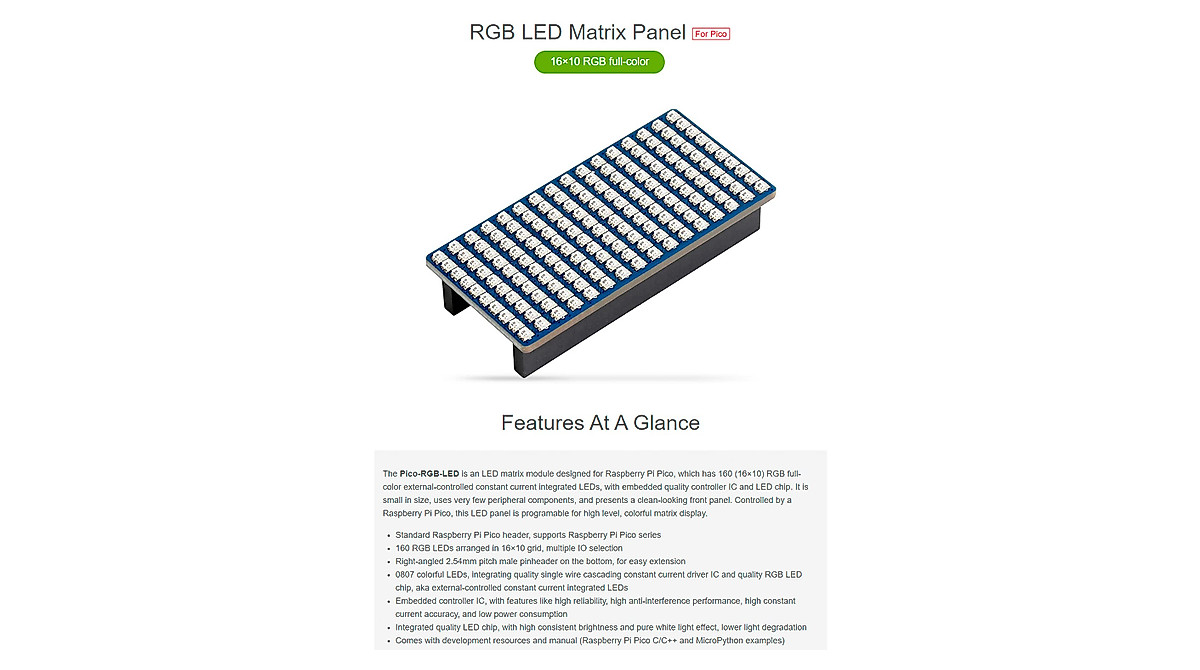 Vibrant RGB LED Matrix Module for Raspberry Pi Pico