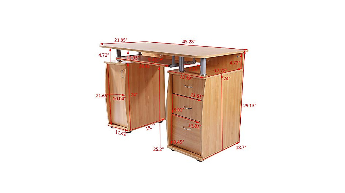 XYZTech 45 Inch Office & Home Computer Desk with Storage & Keyboard Tray