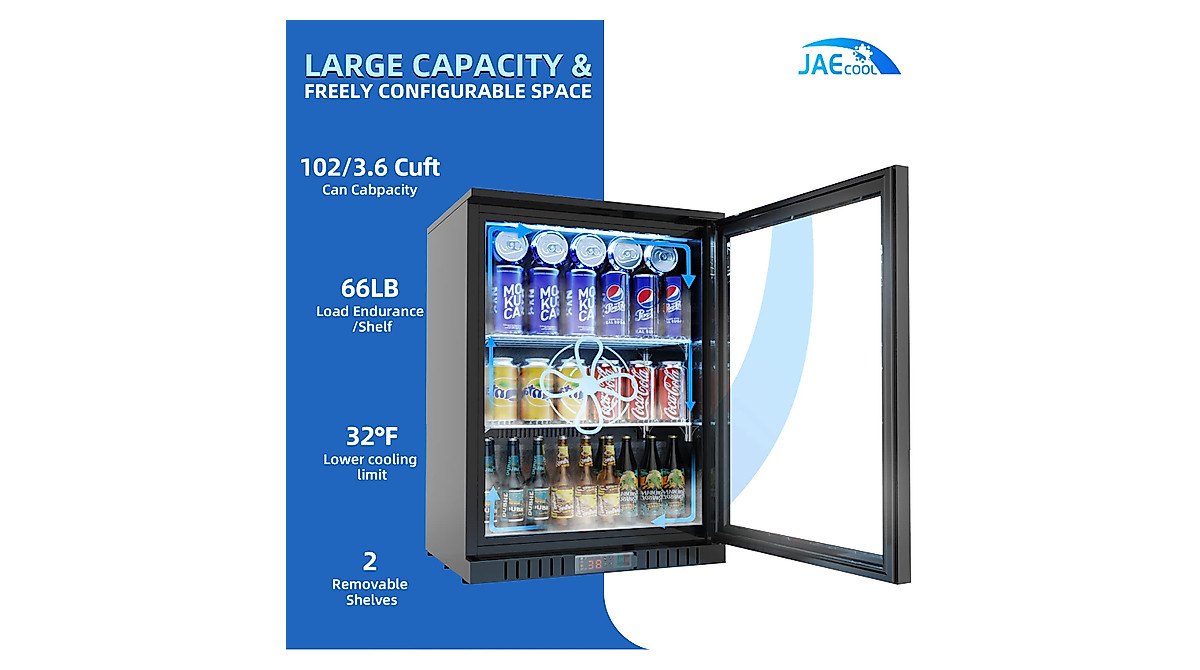 JAECOOL Commercial Back Bar Cooler - 3.6 cu ft