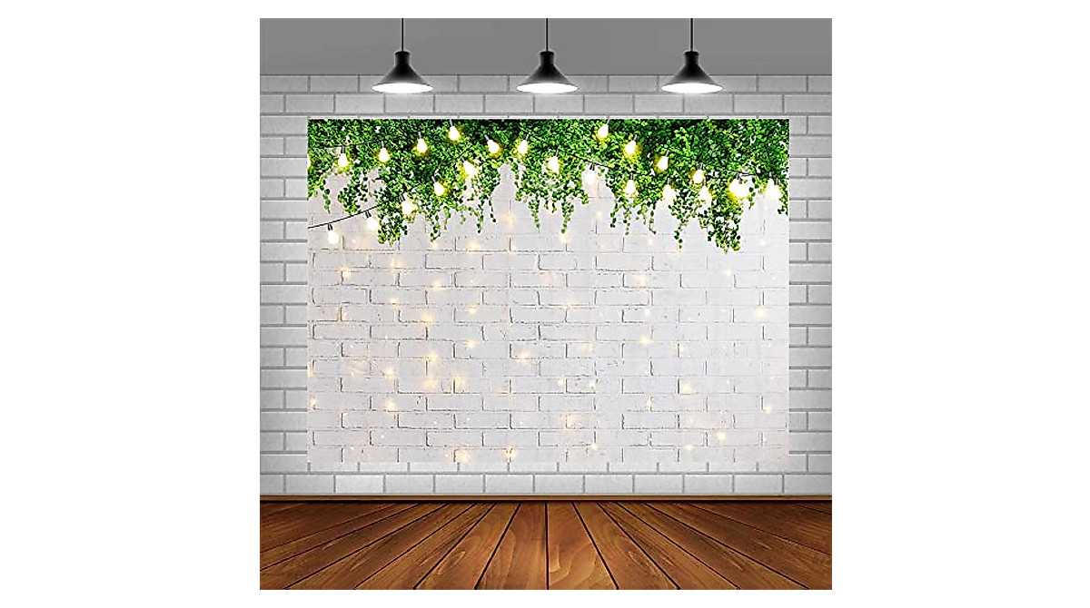 Spring Theme White Brick Wall Backdrop for Photography & Parties