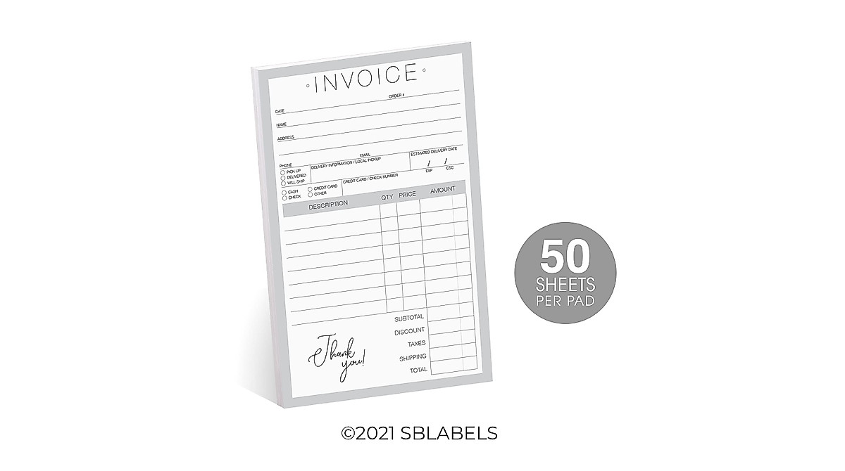 Chic Carbonless Invoice Book - 50 Sheets 5.5