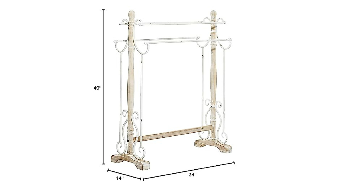 Deco 79 Wood Quilt Rack - Stylish Farmhouse Storage