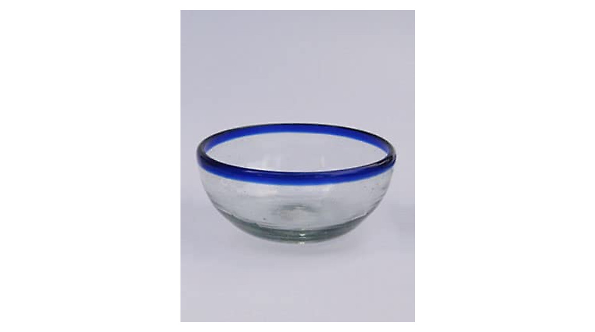 MexHandcraft Cobalt Blue Rim Snack Bowls - Set of 3